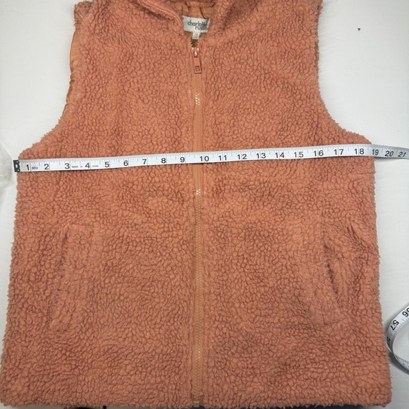 Charlotte Russe Sherpa Fleece Vest Hooded Zip Up Pockets Pink Medium Cozy Layer - Picture 9 of 10